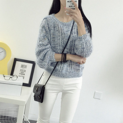 Γυναικείο πουλόβερ με στρογγυλό λαιμόκοψη σε διάφορα χρώματα