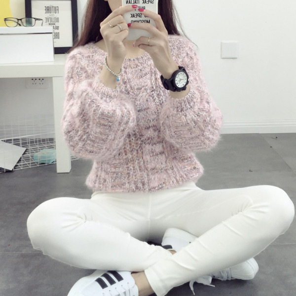 Γυναικείο πουλόβερ με στρογγυλό λαιμόκοψη σε διάφορα χρώματα