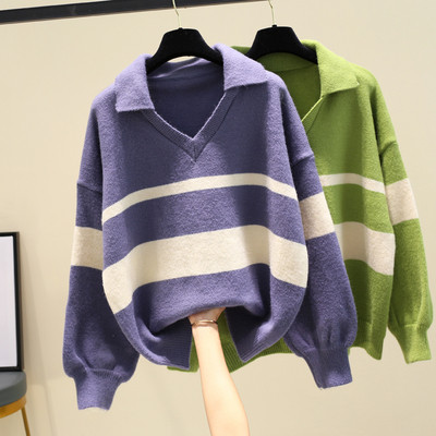 Női modern pulóver spitz nyakkivágással - többféle színben