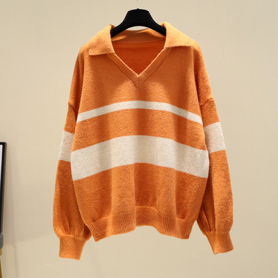 Női modern pulóver spitz nyakkivágással - többféle színben