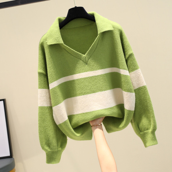 Női modern pulóver spitz nyakkivágással - többféle színben