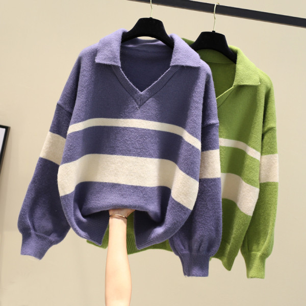 Női modern pulóver spitz nyakkivágással - többféle színben