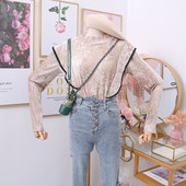 Νέο μοντέλο γυναικεία μπλούζα με χαμηλό κολάρο και μακριά μανίκια