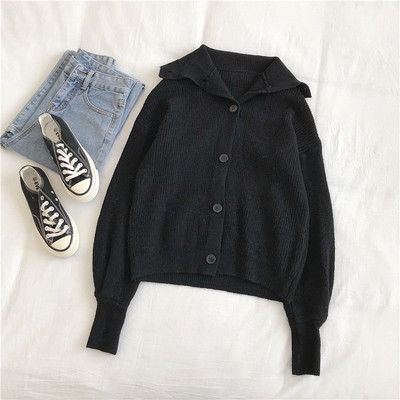 Μοντέρνα γυναικεία ζακέτα  με κουμπιά και ψηλό γιακά σε δύο χρώματα