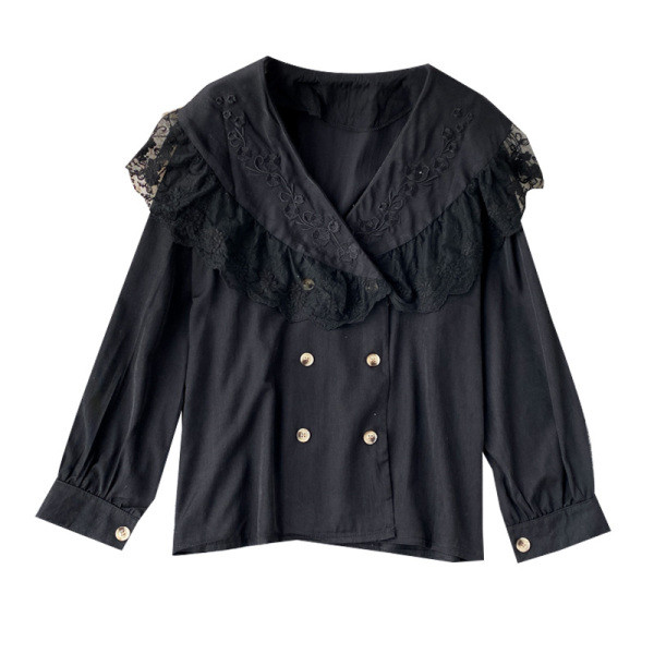 Modern női ing csipkével és spitz nyakkivágással, fehér és fekete színben