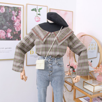 Modern női kockás blúz pólógallérral több színben