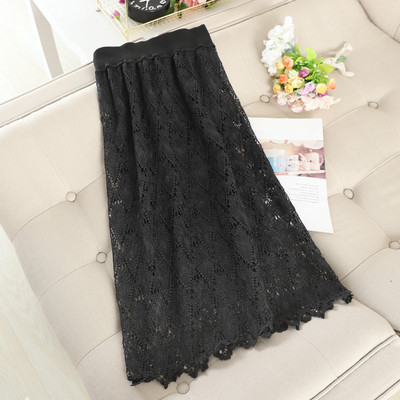 Γυναικεία μακρύ φούστα από δαντέλα με υψηλή μέση σε δύο χρώματα