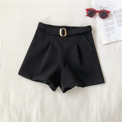 Női rövidnadrág két színben övvel és magas derékkal