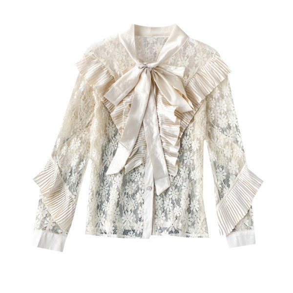 Modern női ing szalaggal és hímzéssel, négy színben