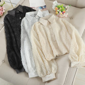 Modern női ing klasszikus gallérral, három színben gyöngyökkel