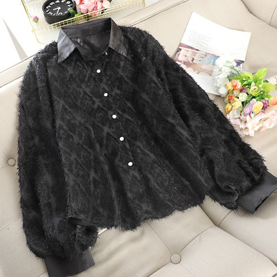 Modern női ing klasszikus gallérral, három színben gyöngyökkel