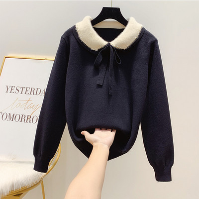 Μοντέρνο γυναικείο πουλόβερ με κολάρο σε τέσσερα χρώματα