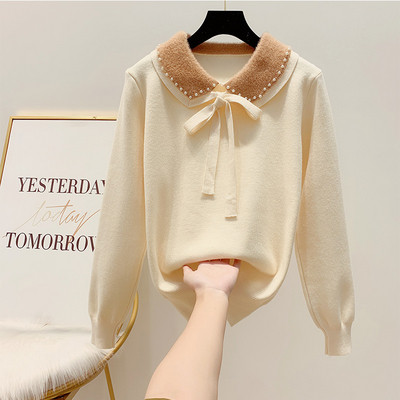 Μοντέρνο γυναικείο πουλόβερ με κολάρο σε τέσσερα χρώματα