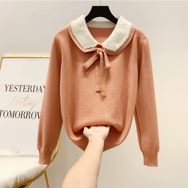 Μοντέρνο γυναικείο πουλόβερ με κολάρο σε τέσσερα χρώματα