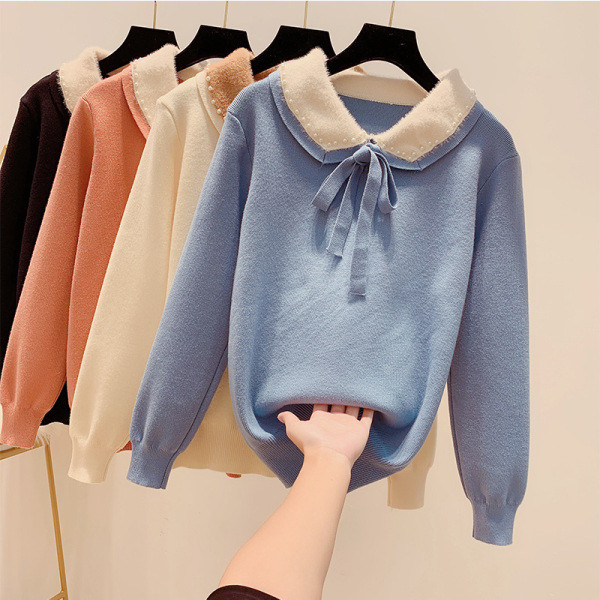 Μοντέρνο γυναικείο πουλόβερ με κολάρο σε τέσσερα χρώματα