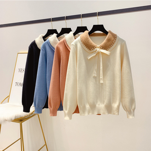Μοντέρνο γυναικείο πουλόβερ με κολάρο σε τέσσερα χρώματα