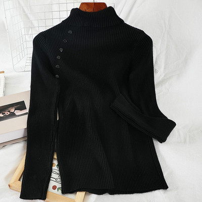 Μοντέρνα γυναικεία μπλούζα σε διάφορα χρώματα με κουμπιά και ψηλό γιακά