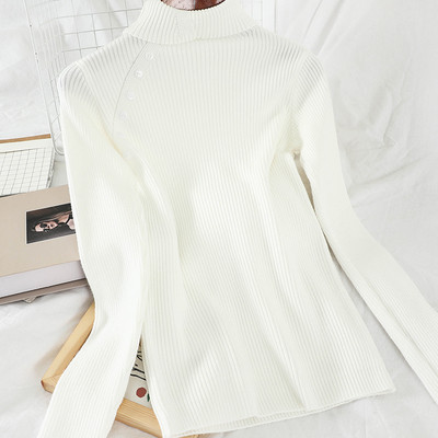 Μοντέρνα γυναικεία μπλούζα σε διάφορα χρώματα με κουμπιά και ψηλό γιακά