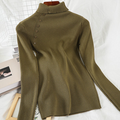 Μοντέρνα γυναικεία μπλούζα σε διάφορα χρώματα με κουμπιά και ψηλό γιακά