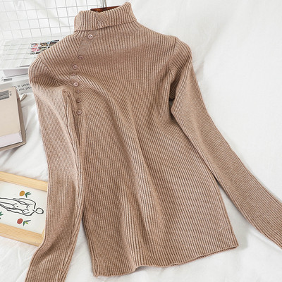 Μοντέρνα γυναικεία μπλούζα σε διάφορα χρώματα με κουμπιά και ψηλό γιακά