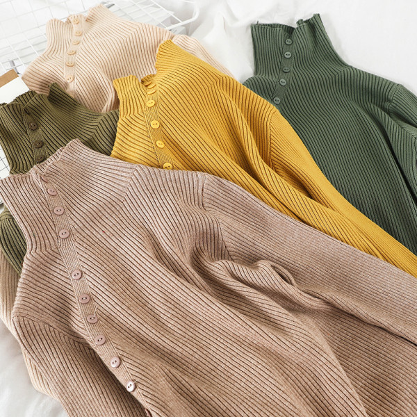 Μοντέρνα γυναικεία μπλούζα σε διάφορα χρώματα με κουμπιά και ψηλό γιακά