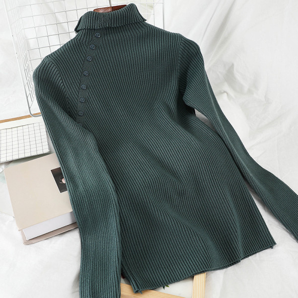 Μοντέρνα γυναικεία μπλούζα σε διάφορα χρώματα με κουμπιά και ψηλό γιακά