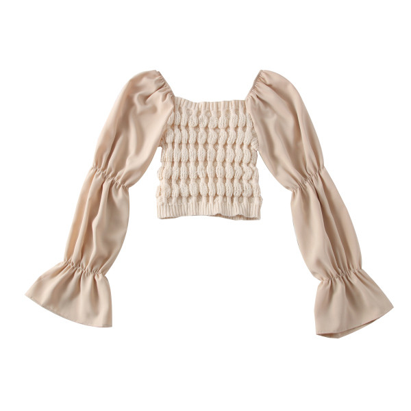 Új modell női kötött blúz sifon ujjal, csupasz váll több színben