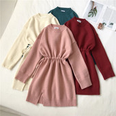 Női téli ruha derékkötővel, négy színben