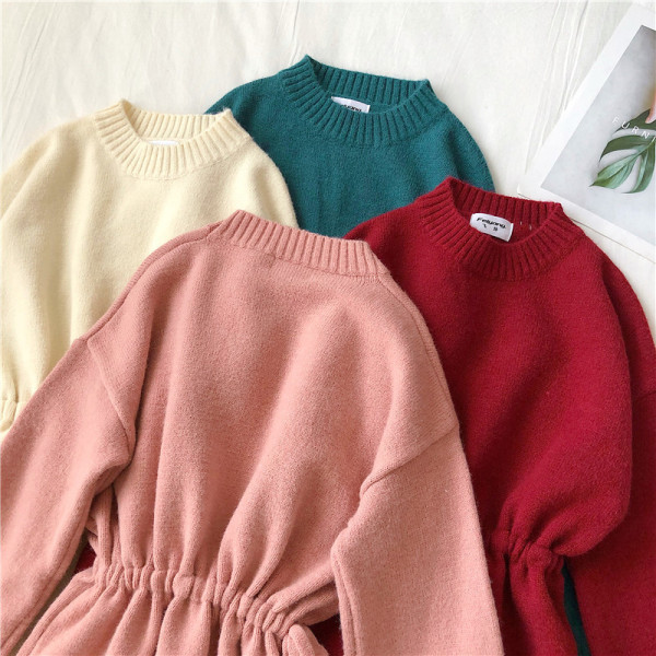 Női téli ruha derékkötővel, négy színben