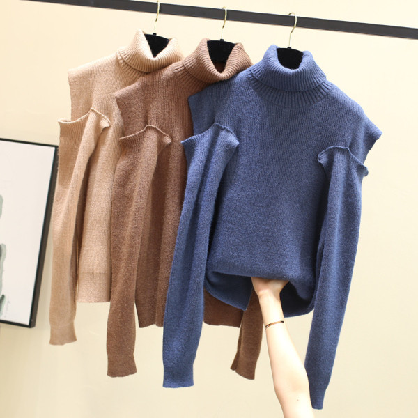Őszi-téli női pulóver magas polo gallérral több színben