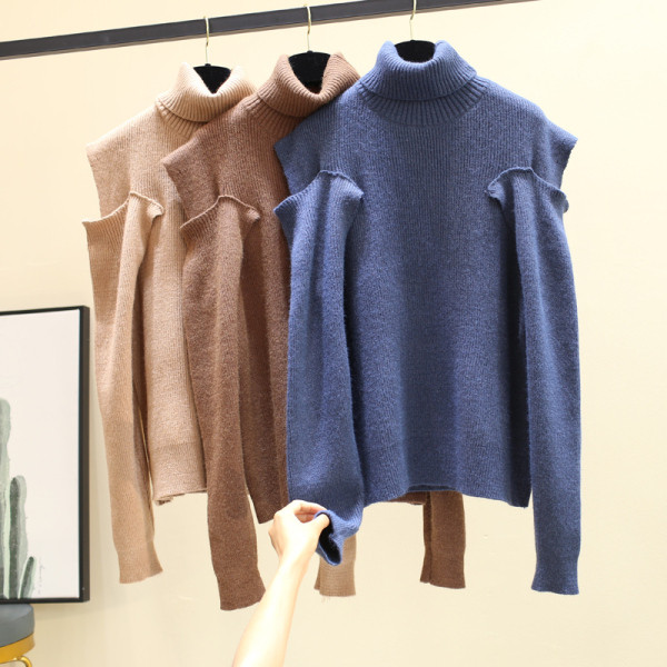 Őszi-téli női pulóver magas polo gallérral több színben