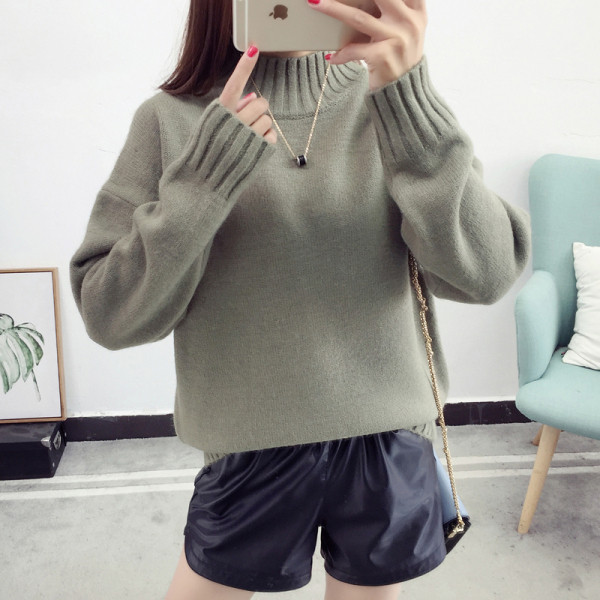 Pulover de iarnă de damă modern cu guler polo înalt în alb, maro și roz