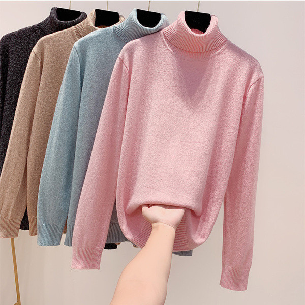 Γυναικείο πουλόβερ με κομψό αποτέλεσμα και υψηλό γιακά σε διάφορα χρώματα