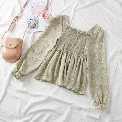 Νέο μοντέλο γυναικεία μπλούζα σιφόν με τετράγωνη λαιμόκοψη και floral σχέδια