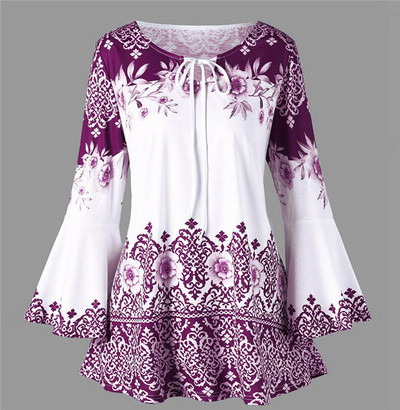 Bluza de dama cu maneca lunga in mai multe modele cu motive florale, inclusiv marimi mai mari