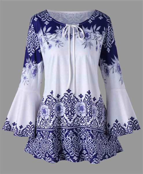 Bluza de dama cu maneca lunga in mai multe modele cu motive florale, inclusiv marimi mai mari