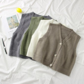 Νέο μοντέλο γυναικείο πλεκτό γιλέκο με λαιμόκοψη και κουμπιά