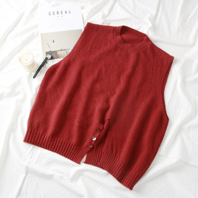 Modern női mellény kerek nyakkivágással, hasítékkal, gombokkal több színben