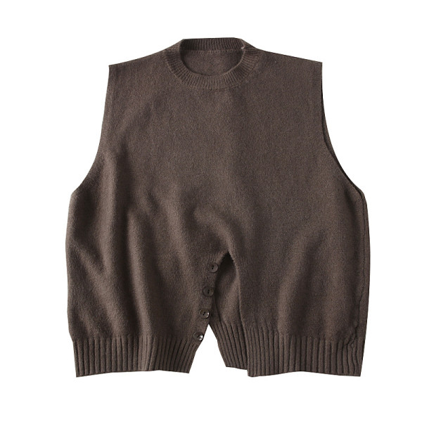 Modern női mellény kerek nyakkivágással, hasítékkal, gombokkal több színben