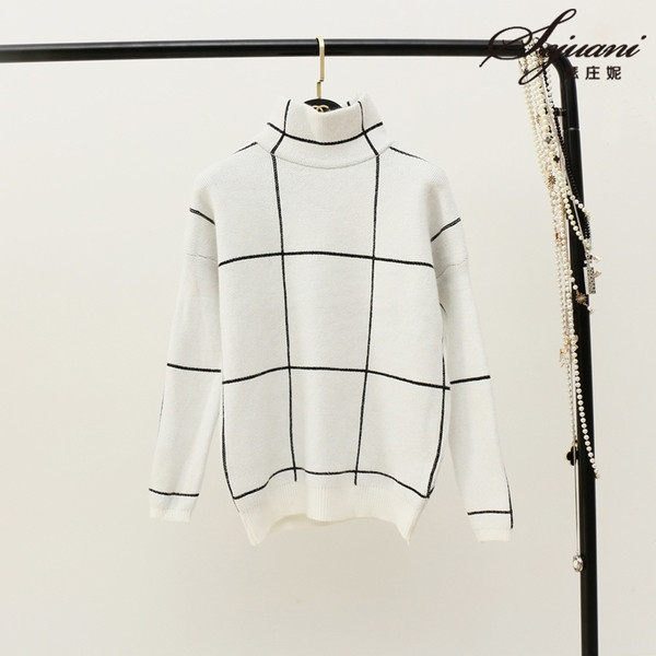 Γυναικείο casual πουλόβερ με υψηλό γιακά - πολλά διαφορετικά χρώματα