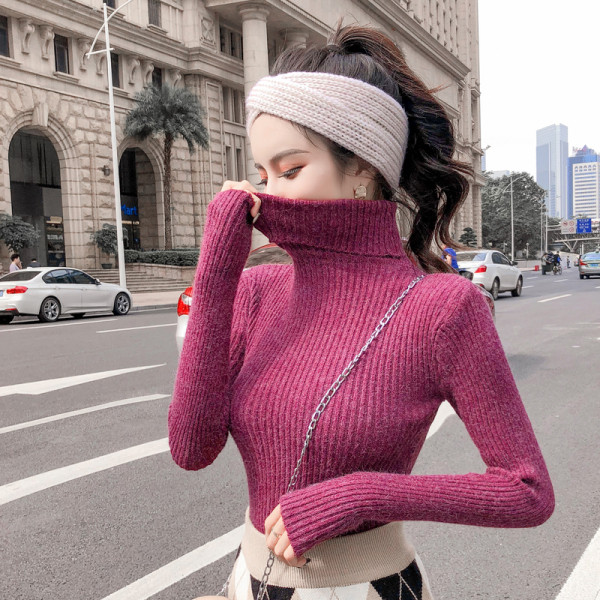 Alkalmi női pulóver három színben pólógallérral és hosszú ujjal