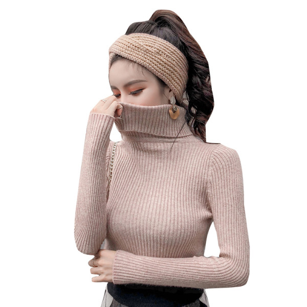 Alkalmi női pulóver három színben pólógallérral és hosszú ujjal