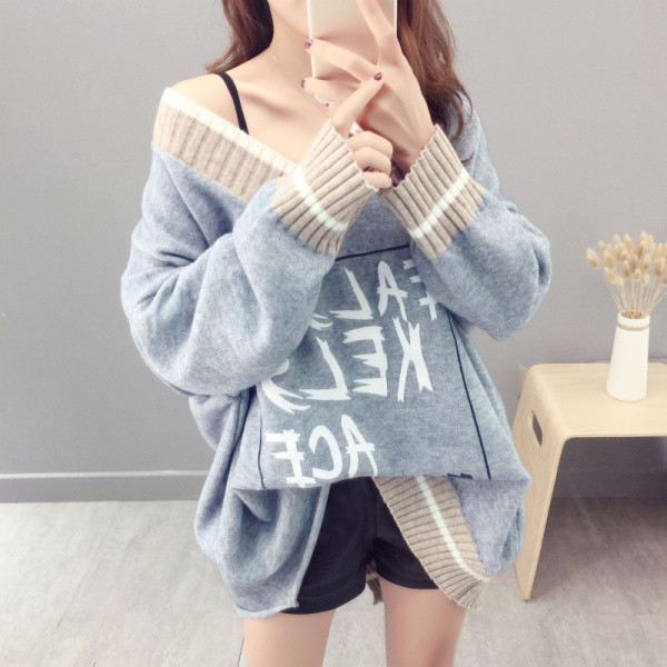 Női alkalmi pulóver spitz nyakkivágással, őszre és télre