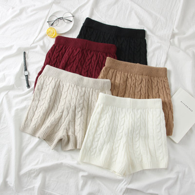 Дамски плетени ежедневни къси панталони с висока талия в няколко цвята