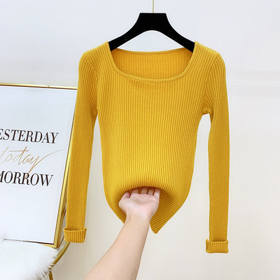 Γυναικείο πουλόβερ πλεκτό με τετράγωνο ντεκολτέ