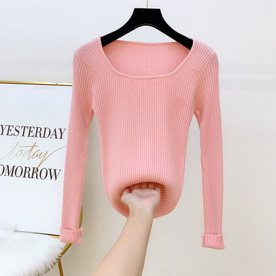 Γυναικείο πουλόβερ πλεκτό με τετράγωνο ντεκολτέ