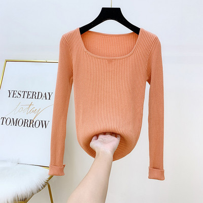 Γυναικείο πουλόβερ πλεκτό με τετράγωνο ντεκολτέ