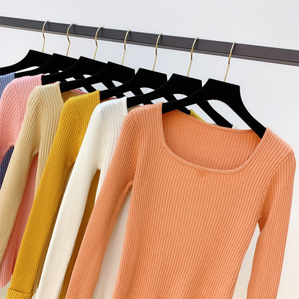 Γυναικείο πουλόβερ πλεκτό με τετράγωνο ντεκολτέ