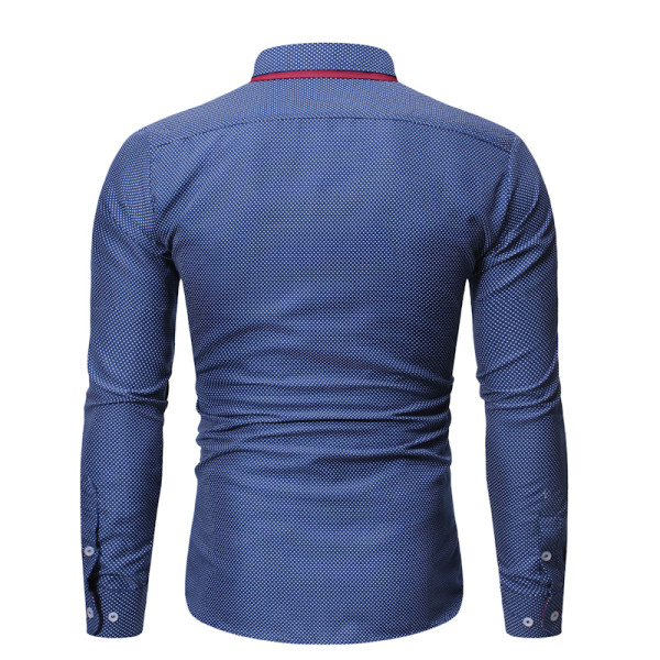 Modern férfi ing Karcsú modell klasszikus gallérral és hosszú ujjú fekete és kék színben