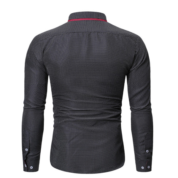 Modern férfi ing Karcsú modell klasszikus gallérral és hosszú ujjú fekete és kék színben